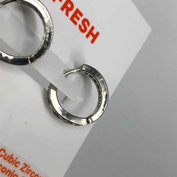 NWT Joe Fresh Silver-Toned Cubic Zirconia Small Hoop Earrings - Picture 6 of 9